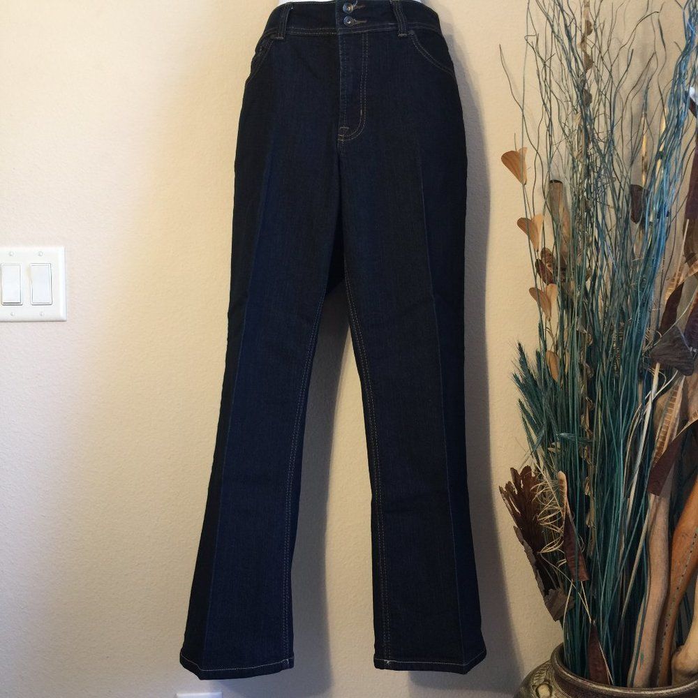 Nine West Dark Wash Bootcut Jeans Size 14 Embroidered Pocket Western Style